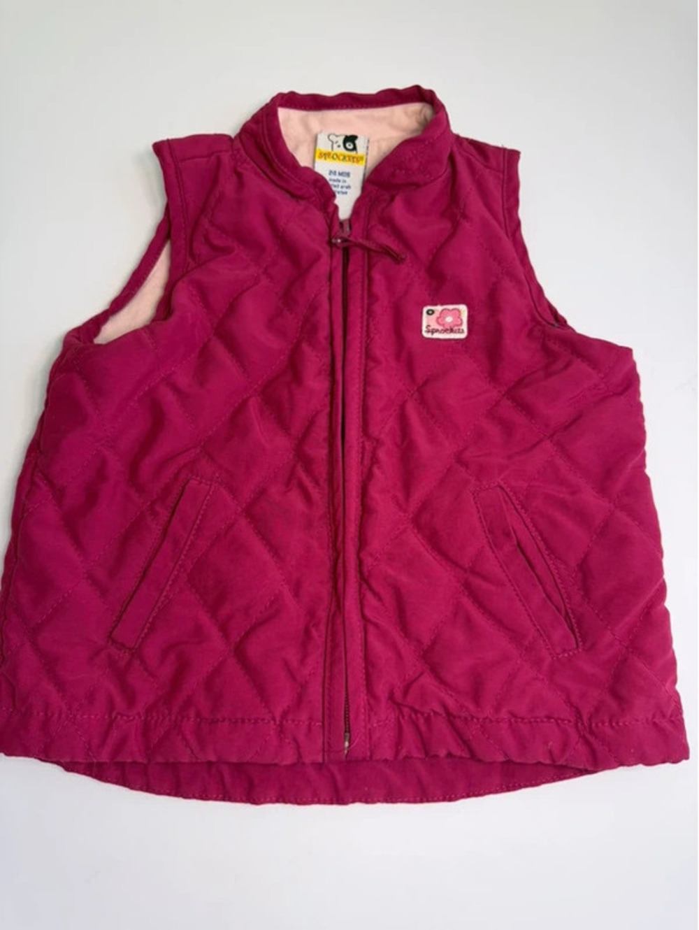 Vintage Sprockets Toddler Girls Size 24M Magenta Quilted Zip Up Vest